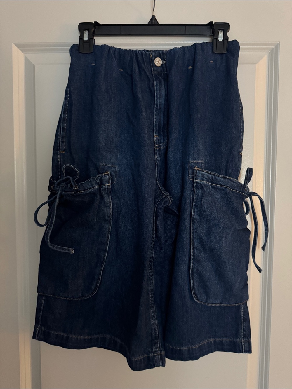 NWT Free People We The Free Marty Pull-On Crop / Cargo Denim Shorts - Picture 11 of 16